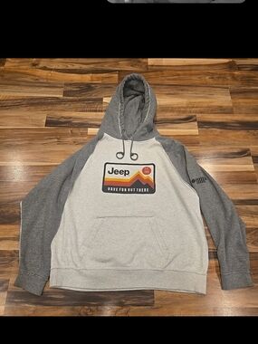 Jeep Men's Two-Tone Gray Hoodie - Have Fun Out There Size XL